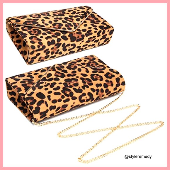 Velvet Evening Clutch with Gold Hardware Removable Chain Strap